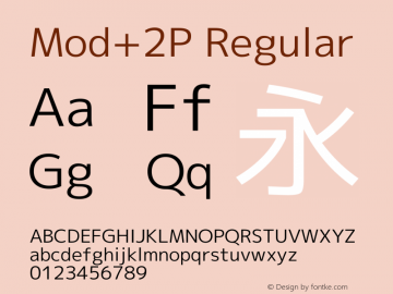 Mod+2P Regular Version 1.039 Font Sample