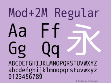 Mod+2M Regular Version 1.039 Font Sample