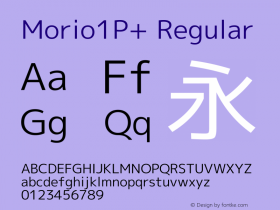 Morio1P+ Regular Version 1.058 Font Sample