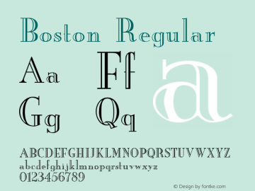 Boston Regular Unknown Font Sample