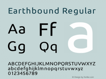 Earthbound Regular Version 0.004 2013; ttfautohint (v0.94) -l 8 -r 50 -G 0 -x 0 -w 