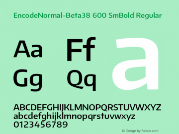 EncodeNormal-Beta38 600 SmBold Regular Version 1.001;PS 001.001;hotconv 1.0.70;makeotf.lib2.5.58329 DEVELOPMENT Font Sample