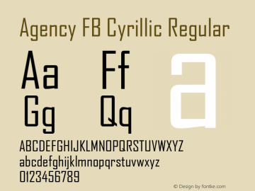 Agency FB Cyrillic Regular Version 1.2 Font Sample