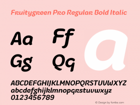 Fruitygreen Pro Regular Bold Italic Version 1.00 Font Sample