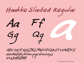 Haakke Slanted Regular Version 1.000 Font Sample