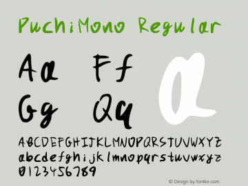 PuchiMono Regular Version 1.0 Font Sample
