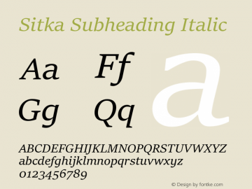 Sitka Subheading Italic Version 0.60图片样张