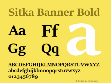 Sitka Banner Bold Version 1.10 Font Sample