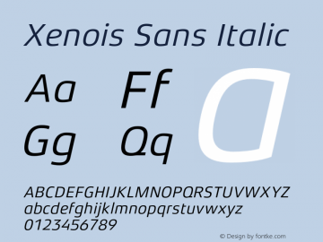 Xenois Sans Italic Version 1.00 Font Sample