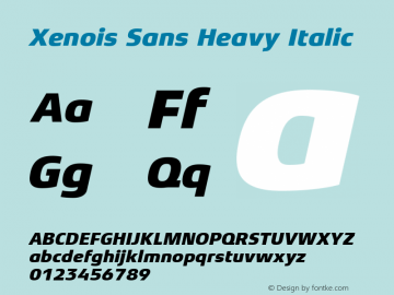 Xenois Sans Heavy Italic Version 1.00 Font Sample