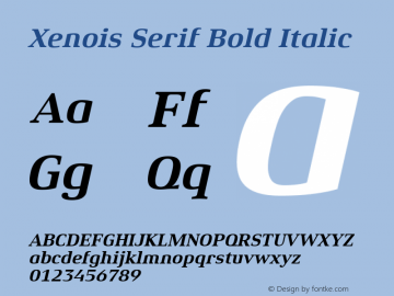 Xenois Serif Bold Italic Version 1.00图片样张