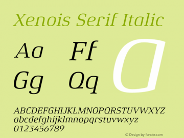 Xenois Serif Italic Version 1.00图片样张