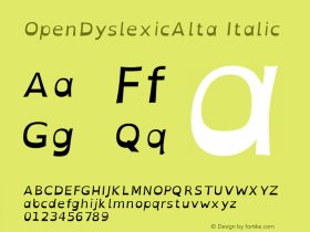 OpenDyslexicAlta Italic Version 2.001;PS 002.001;hotconv 1.0.70;makeotf.lib2.5.58329图片样张