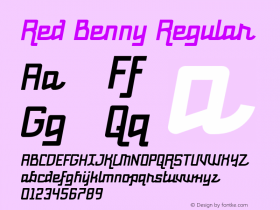 Red Benny Regular Version 2.100;PS 002.100;hotconv 1.0.70;makeotf.lib2.5.58329 Font Sample