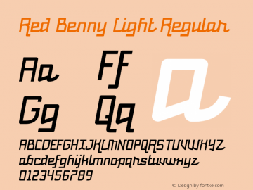 Red Benny Light Regular Version 2.100;PS 002.100;hotconv 1.0.70;makeotf.lib2.5.58329 Font Sample