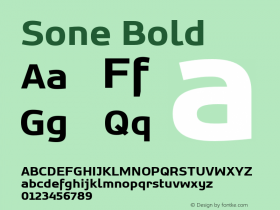 Sone Bold Version 1.000 2009 initial release Font Sample