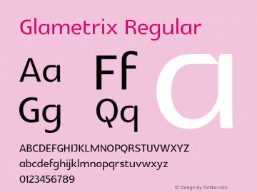 Glametrix Regular Version 0.40 Font Sample