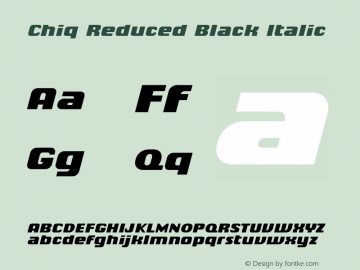 Chiq Reduced Black Italic Version 1.011 Font Sample