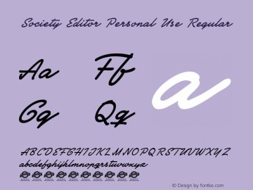 Society Editor Personal Use Regular Version 1.000 Font Sample