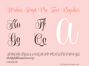 Wishes Script Pro Text Regular Version 1.001 2013 Font Sample