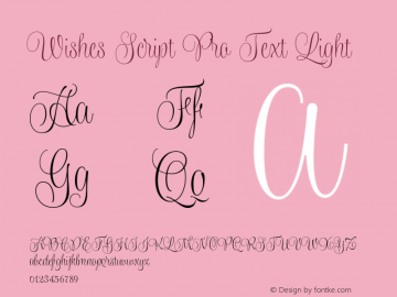 Wishes Script Pro Text Light Version 1.001 2013 Font Sample