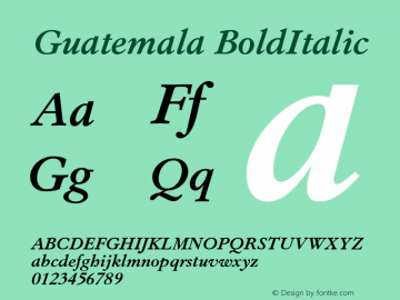 Guatemala BoldItalic Version 3.00图片样张