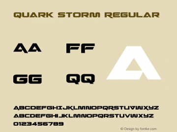 Quark Storm Regular Version 1.0; 2013 Font Sample