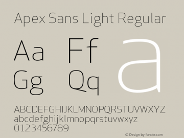 Apex Sans Light Regular Version 6.000 2007 revised OpenType release图片样张