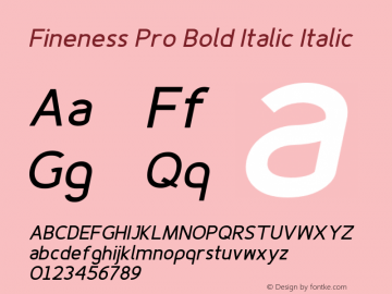 Fineness Pro Bold Italic Italic 1.33 Font Sample