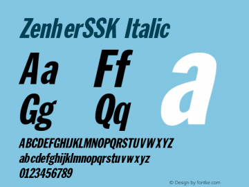 ZenherSSK Italic Macromedia Fontographer 4.1 8/14/95图片样张