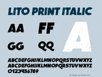 LITO PRINT Italic Version 1.000 Font Sample