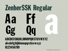 ZenherSSK Regular Macromedia Fontographer 4.1 8/14/95 Font Sample