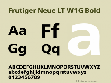 Frutiger Neue LT W1G Bold Version 1.00 Font Sample