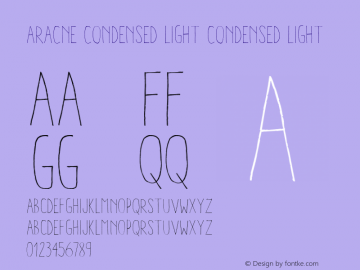 Aracne Condensed Light Condensed Light Version 1.001 Font Sample