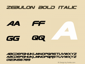 Zebulon Bold Italic Version 1.10 July 11, 2014 Font Sample