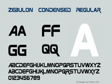 Zebulon Condensed Regular Version 1.00 May 10, 2013, initial release图片样张