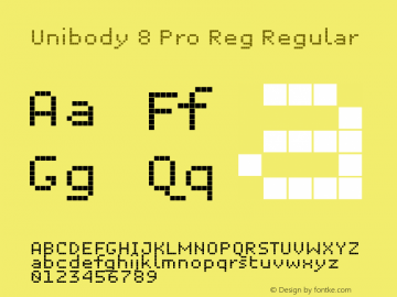 Unibody 8 Pro Reg Regular Version 2.500 (MyFonts 2014.10) Font Sample