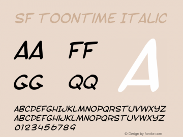 SF Toontime Italic ver 1.0; 2000. Freeware.图片样张