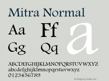 Mitra Normal Version 1.00.77 Font Sample