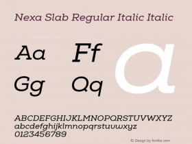 Nexa Slab Regular Italic Italic Version 001.001; ttfautohint (v0.95) -l 8 -r 50 -G 200 -x 14 -w 