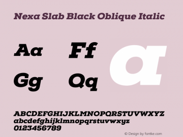 Nexa Slab Black Oblique Italic Version 0.000 Font Sample