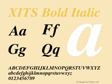 XITS Bold Italic Version 1.107 Font Sample