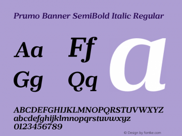 Prumo Banner SemiBold Italic Regular Version 1.001;PS 001.001;hotconv 1.0.70;makeotf.lib2.5.58329图片样张