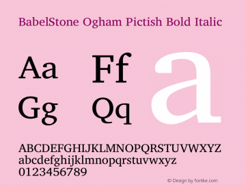 BabelStone Ogham Pictish Bold Italic Version 1.01 November 6, 2013 Font Sample