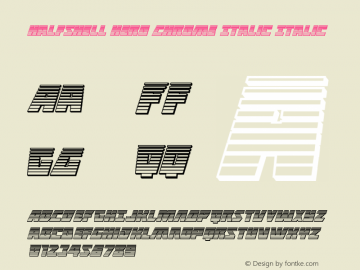 Halfshell Hero Chrome Italic Italic Version 1.0; 2013 Font Sample