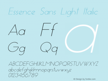 Essence Sans Light Italic Version 1.001 2013图片样张