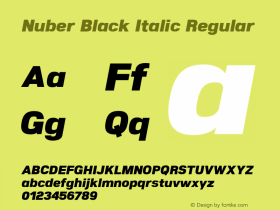 Nuber Black Italic Regular Version 1.000;PS 001.000;hotconv 1.0.70;makeotf.lib2.5.58329 Font Sample