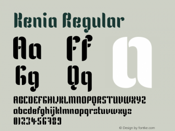 Kenia Regular Version 1.001 Font Sample