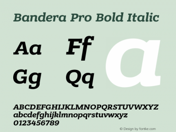 Bandera Pro Bold Italic Version 1.000 Font Sample