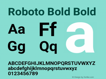 Roboto Bold Bold Version 2.001047; 2014 Font Sample